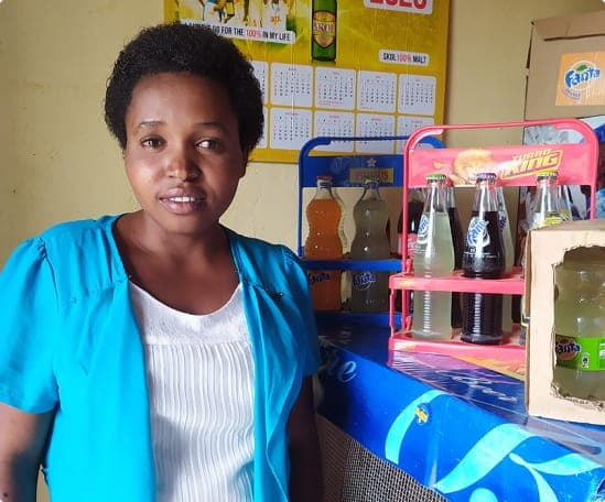 Uwajeneza Brigitte, a BRAC microfinance client, at her business